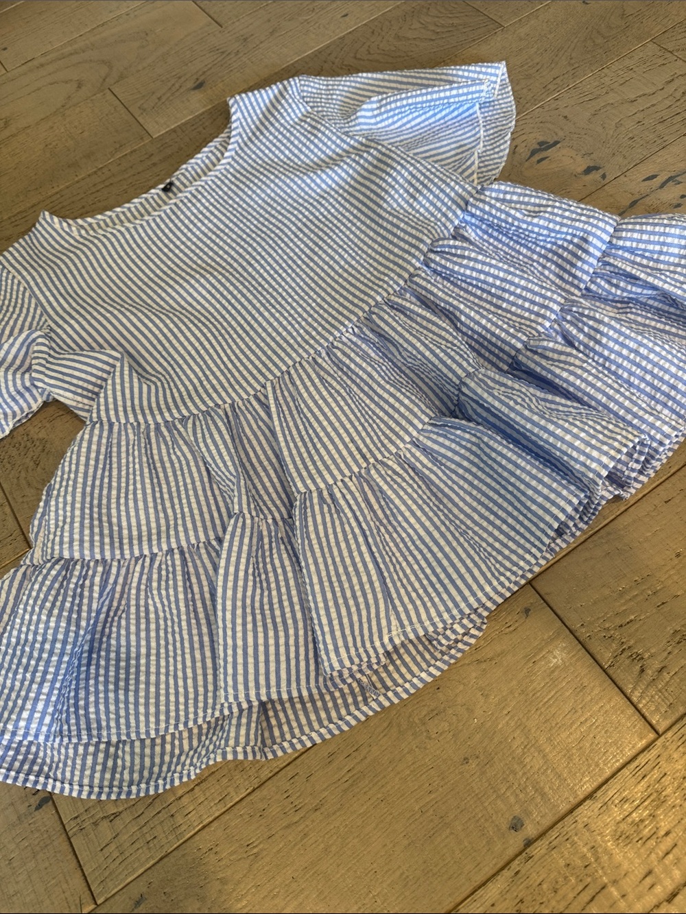 Blue and White Striped Tiered top